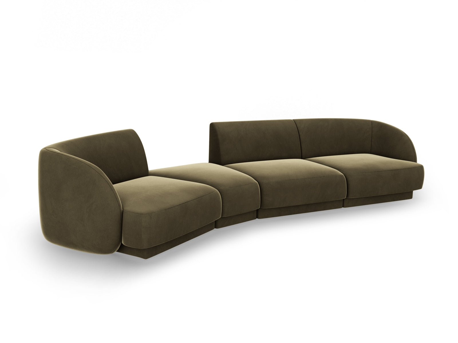Miley Velour modulares Sofa links 4 Sitzer in Green präsentiert im Onlineshop von KAQTU Design AG. L-Sofa links ist von Micadoni