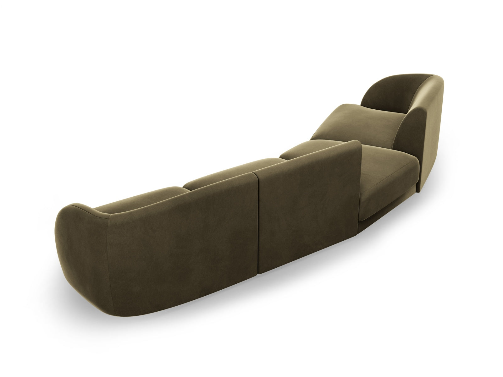 Miley Velour modulares Sofa links 4 Sitzer in Green präsentiert im Onlineshop von KAQTU Design AG. L-Sofa links ist von Micadoni