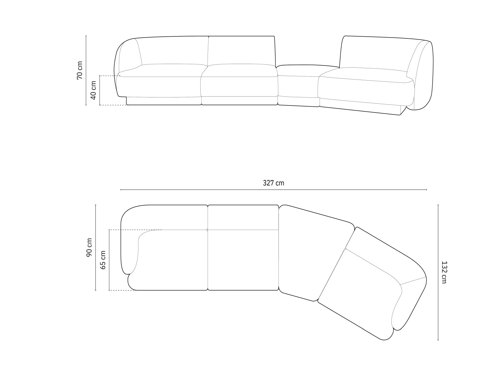 Miley Modulares Sofa rechts 4 Sitzer in Light Grey präsentiert im Onlineshop von KAQTU Design AG. L-Sofa rechts ist von Micadoni