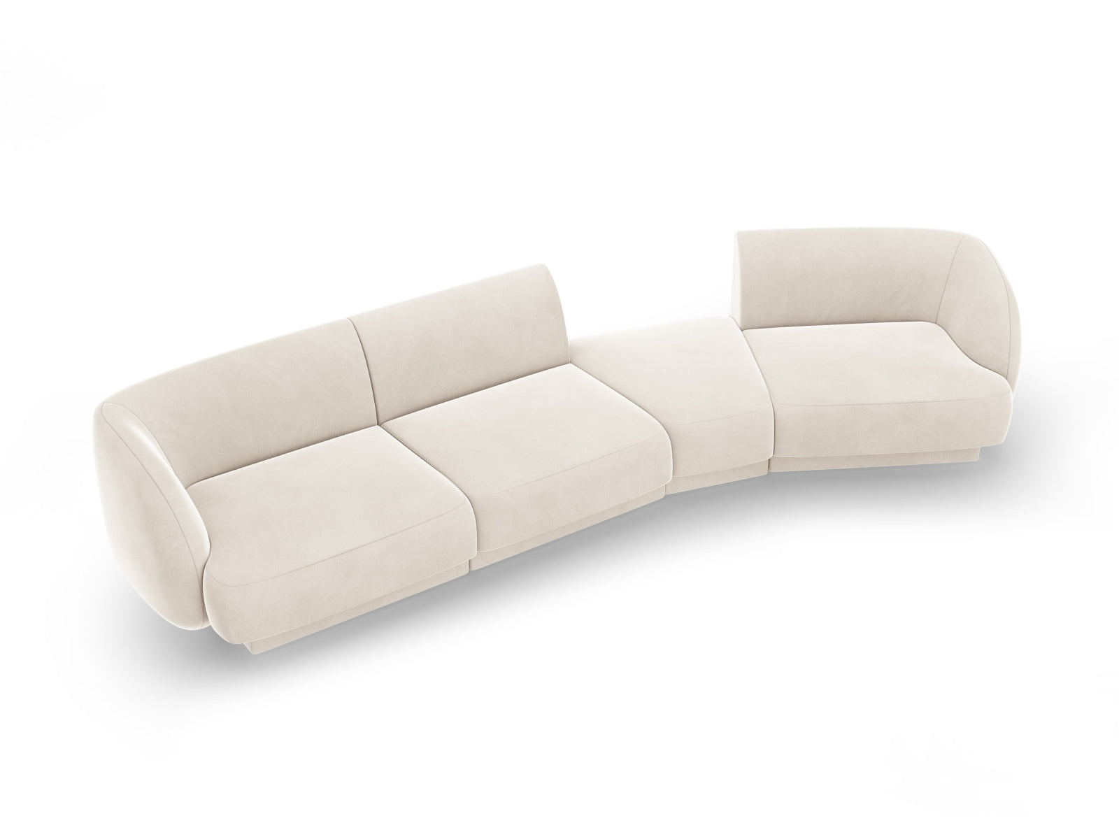 Miley Velour modulares Sofa rechts 4 Sitzer in Light Beige präsentiert im Onlineshop von KAQTU Design AG. L-Sofa rechts ist von Micadoni