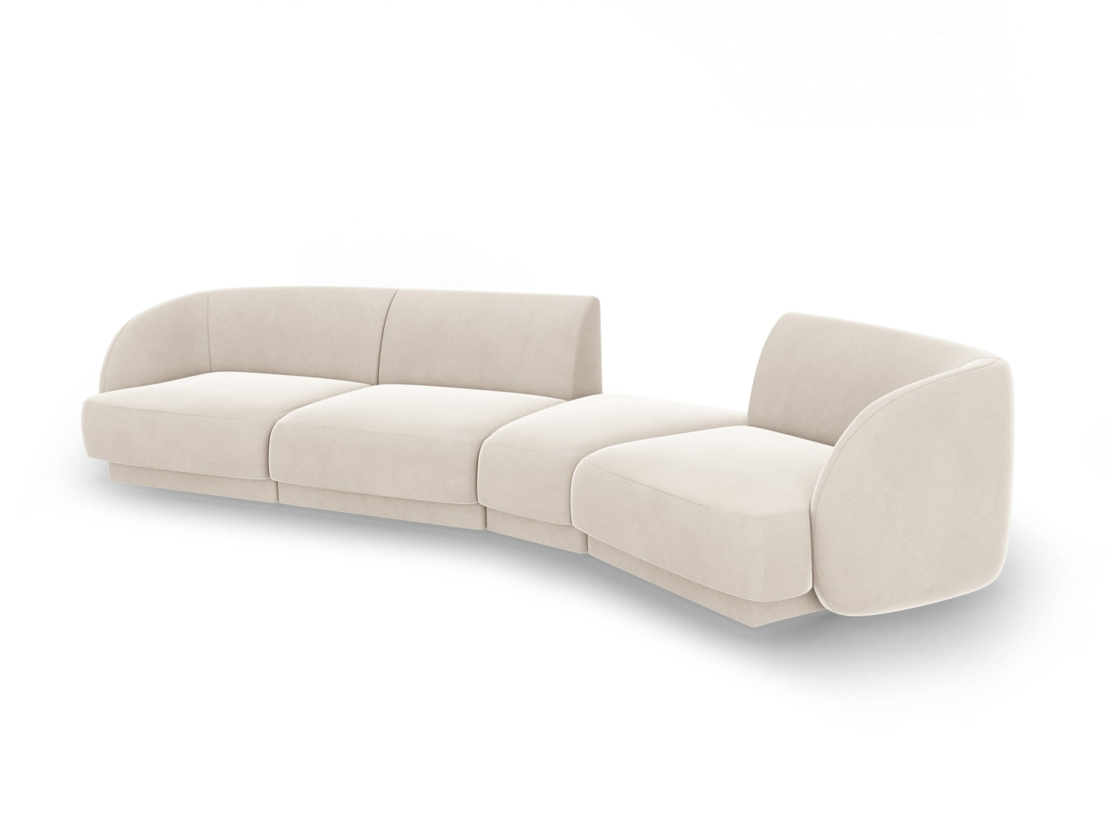 Miley Velour modulares Sofa rechts 4 Sitzer in Light Beige präsentiert im Onlineshop von KAQTU Design AG. L-Sofa rechts ist von Micadoni