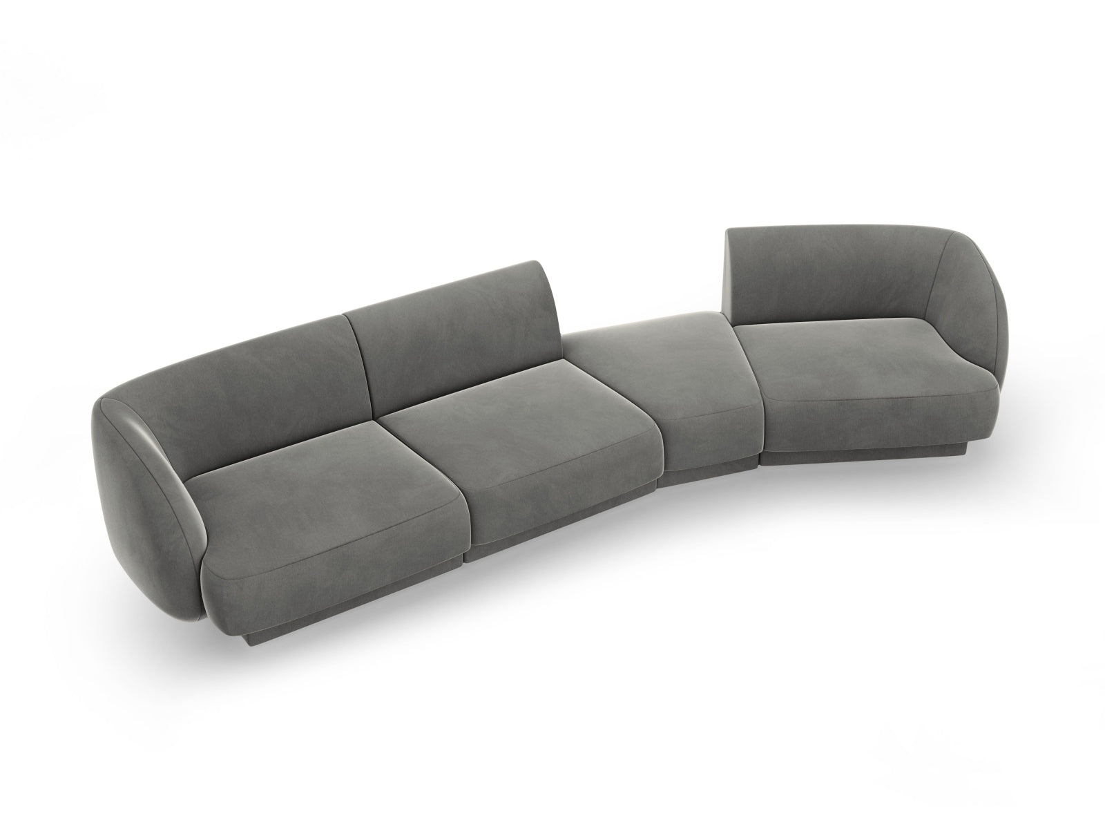 Miley Velour modulares Sofa rechts 4 Sitzer in Light Grey präsentiert im Onlineshop von KAQTU Design AG. L-Sofa rechts ist von Micadoni