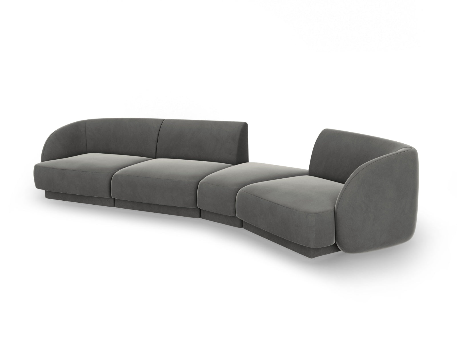 Miley Velour modulares Sofa rechts 4 Sitzer in Light Grey präsentiert im Onlineshop von KAQTU Design AG. L-Sofa rechts ist von Micadoni