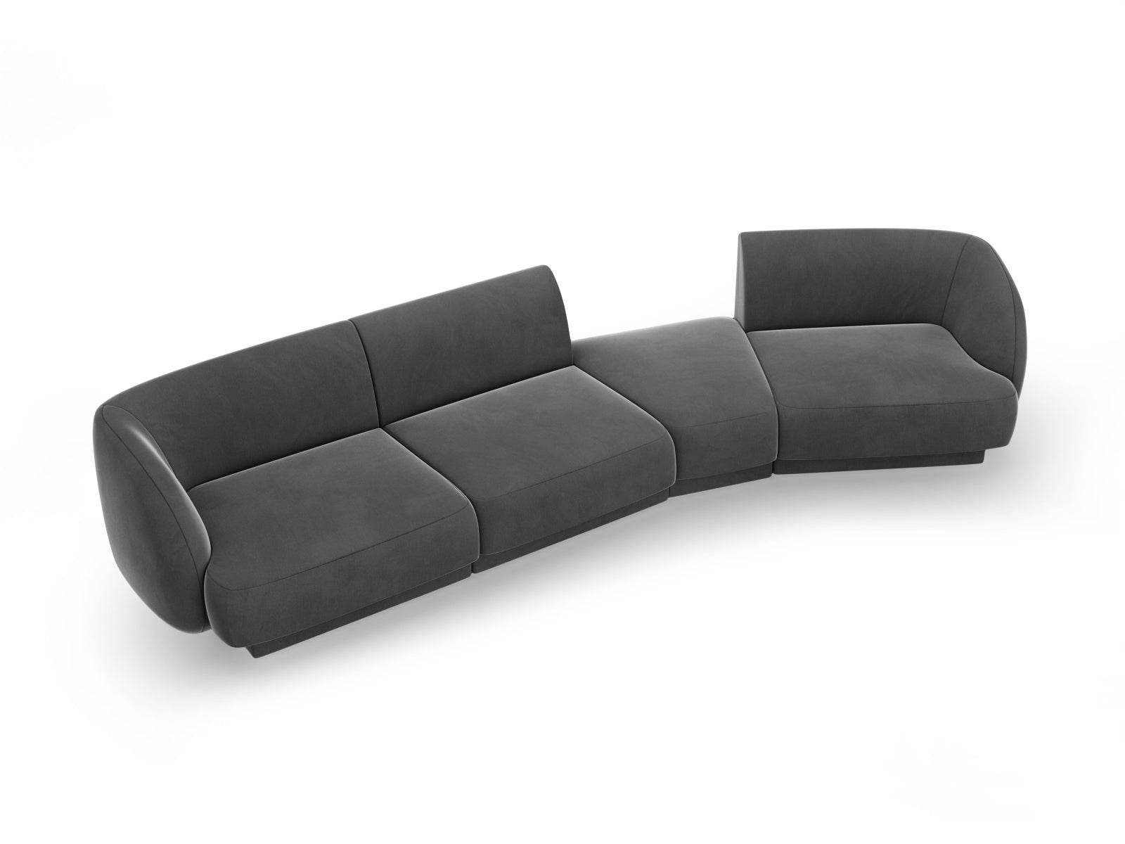 Miley Velour modulares Sofa rechts 4 Sitzer in Grey präsentiert im Onlineshop von KAQTU Design AG. L-Sofa rechts ist von Micadoni