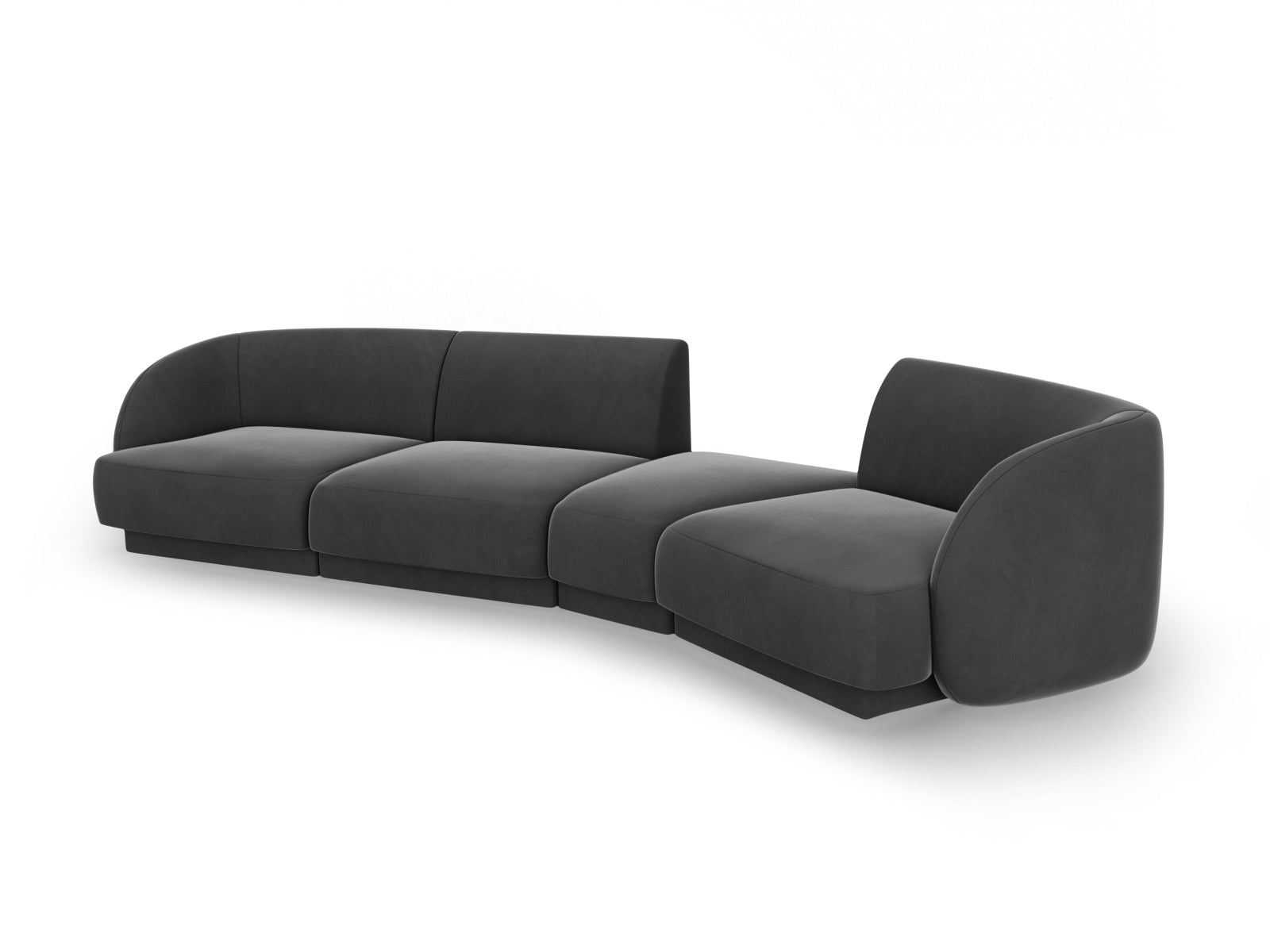 Miley Velour modulares Sofa rechts 4 Sitzer in Grey präsentiert im Onlineshop von KAQTU Design AG. L-Sofa rechts ist von Micadoni