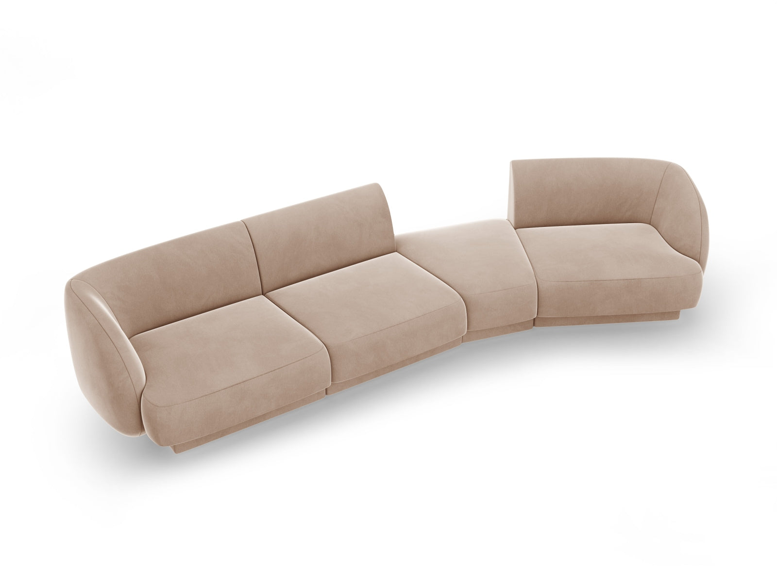 Miley Velour modulares Sofa rechts 4 Sitzer in Cappuccino präsentiert im Onlineshop von KAQTU Design AG. L-Sofa rechts ist von Micadoni