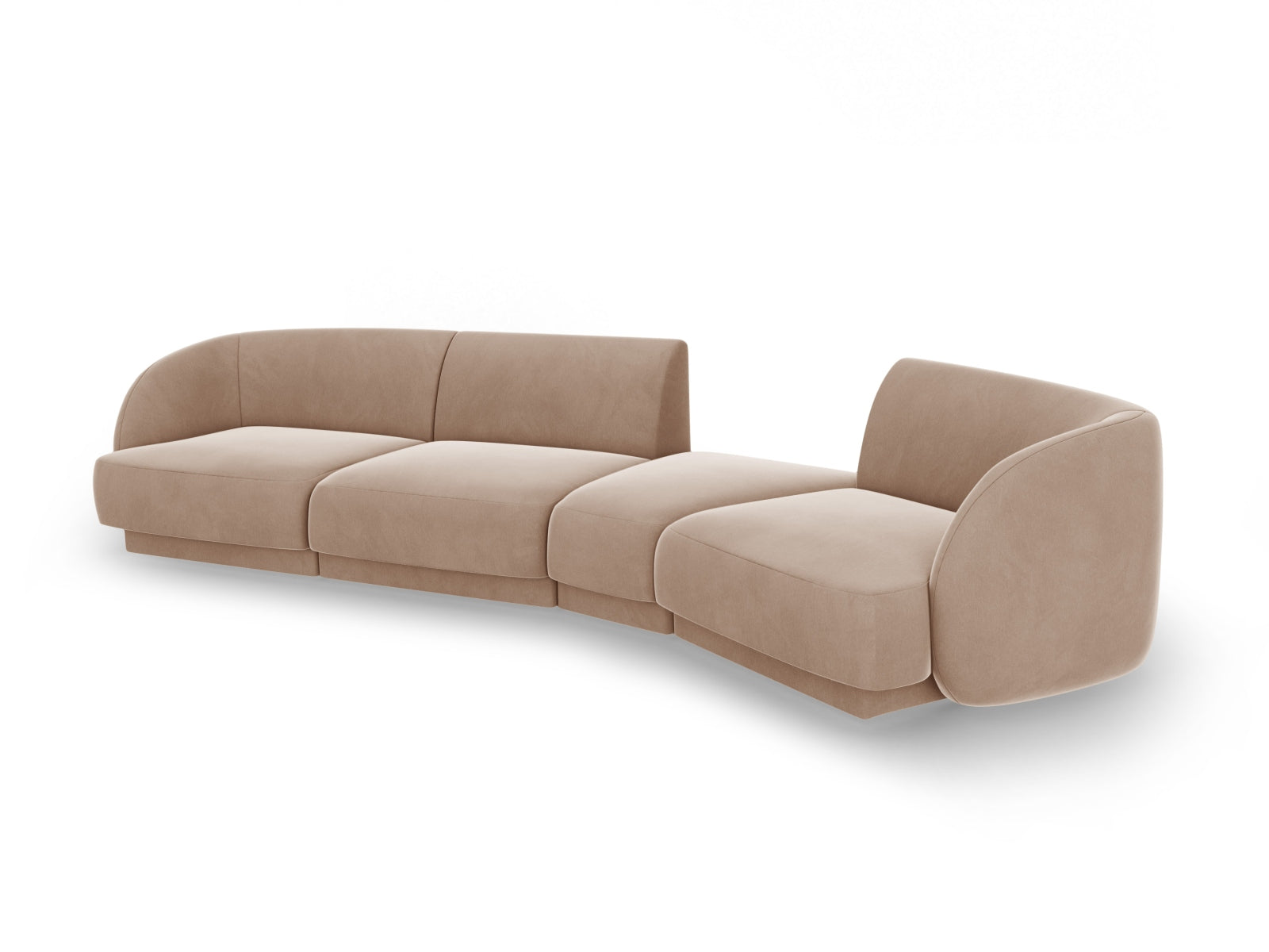 Miley Velour modulares Sofa rechts 4 Sitzer in Cappuccino präsentiert im Onlineshop von KAQTU Design AG. L-Sofa rechts ist von Micadoni