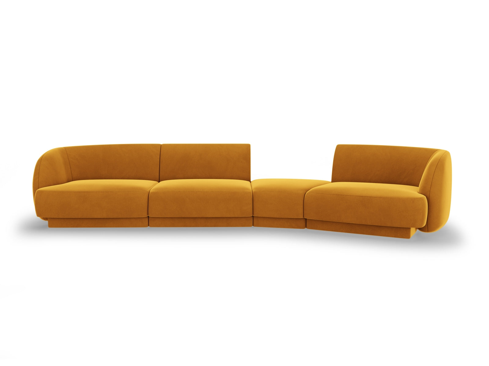 Miley Velour modulares Sofa rechts 4 Sitzer in Yellow präsentiert im Onlineshop von KAQTU Design AG. L-Sofa rechts ist von Micadoni