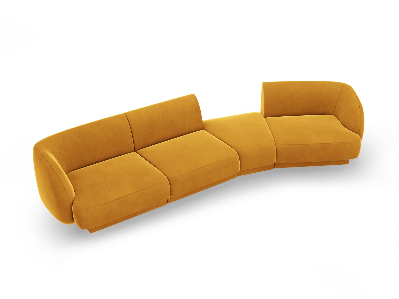 Miley Velour modulares Sofa rechts 4 Sitzer in Yellow präsentiert im Onlineshop von KAQTU Design AG. L-Sofa rechts ist von Micadoni