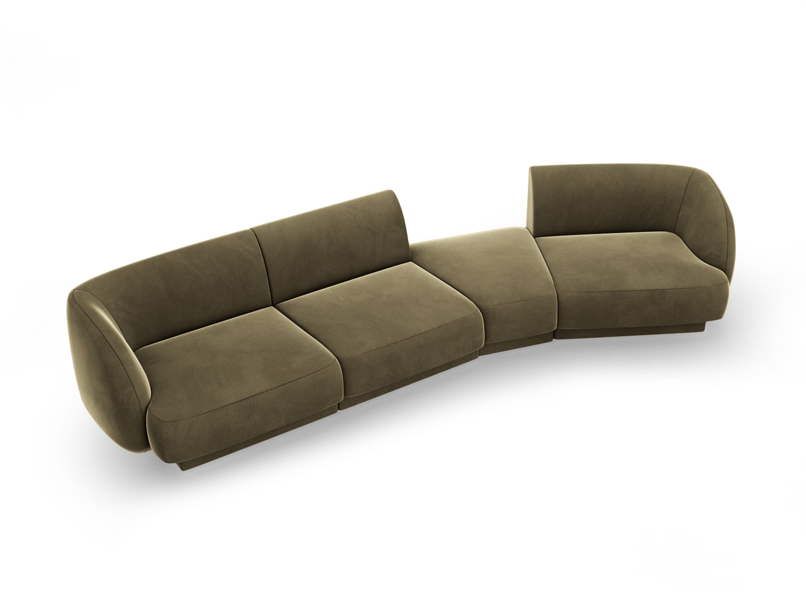 Miley Velour modulares Sofa rechts 4 Sitzer in Green präsentiert im Onlineshop von KAQTU Design AG. L-Sofa rechts ist von Micadoni
