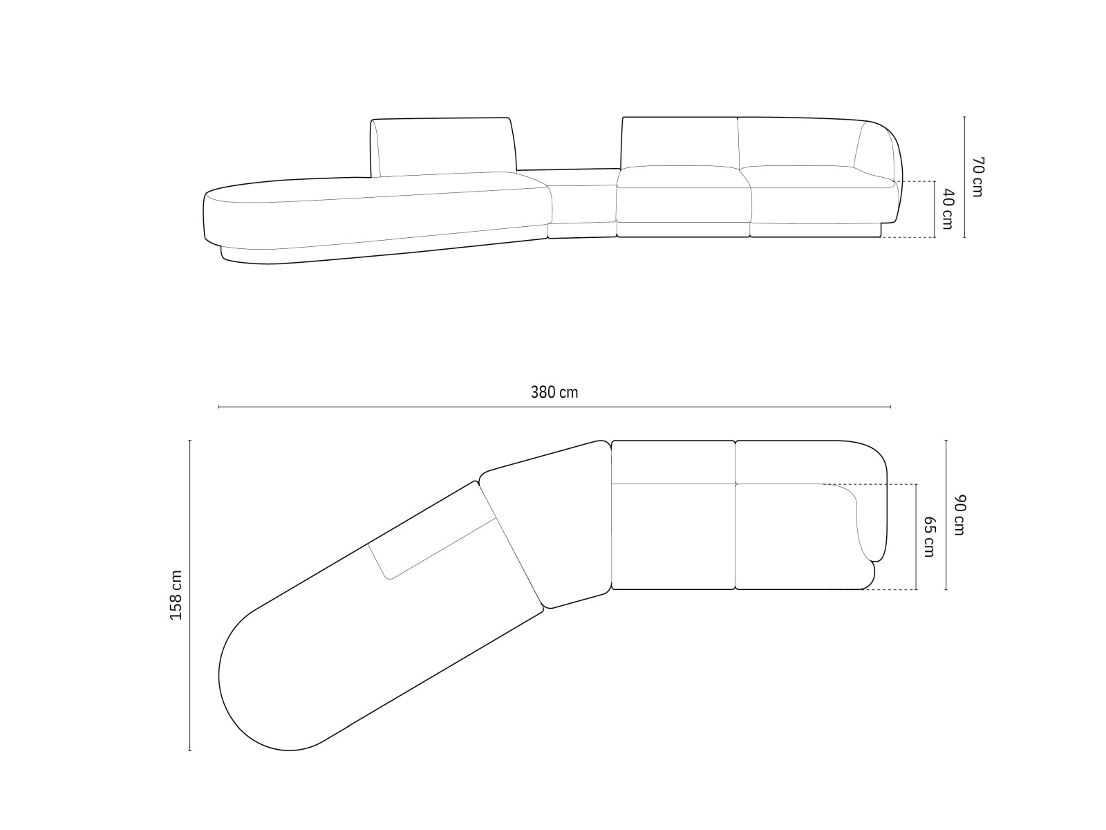 Miley Modulares Sofa links 5 Sitzer in Petrol präsentiert im Onlineshop von KAQTU Design AG. L-Sofa links ist von Micadoni