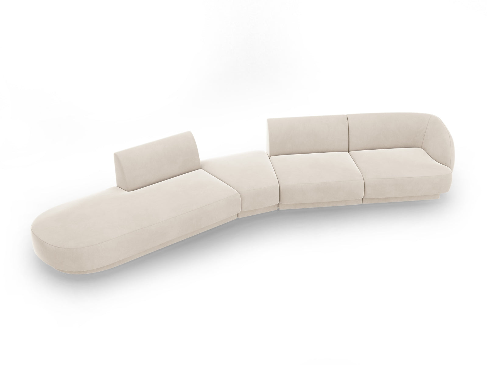 Miley Velour modulares Sofa links 5 Sitzer in Light Beige präsentiert im Onlineshop von KAQTU Design AG. L-Sofa links ist von Micadoni