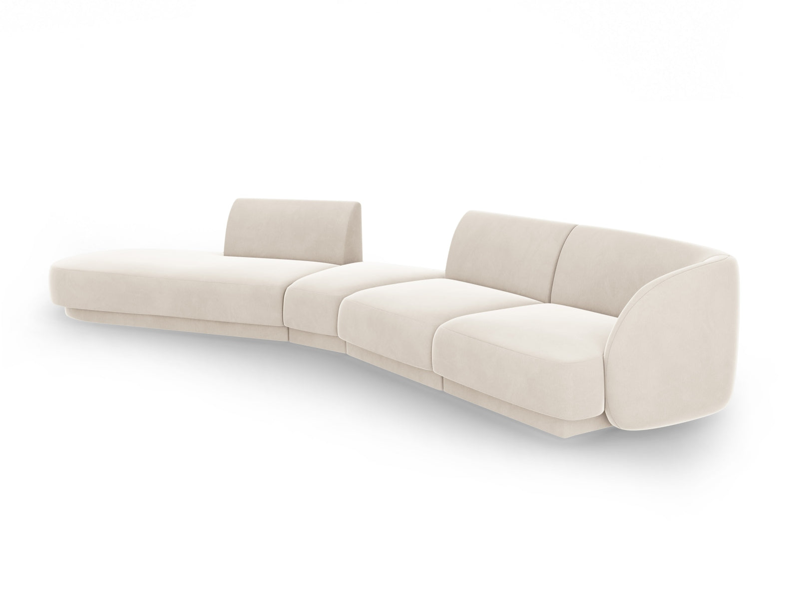Miley Velour modulares Sofa links 5 Sitzer in Light Beige präsentiert im Onlineshop von KAQTU Design AG. L-Sofa links ist von Micadoni