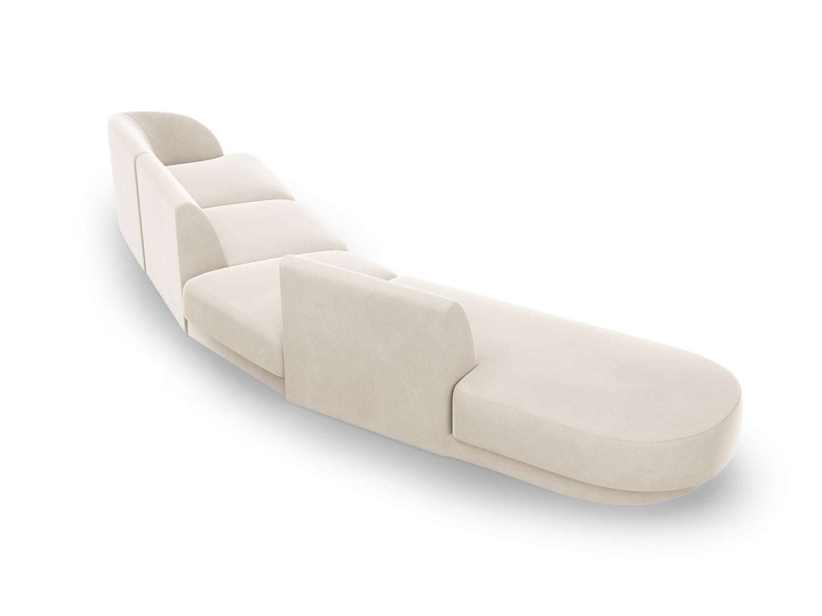 Miley Velour modulares Sofa links 5 Sitzer in Light Beige präsentiert im Onlineshop von KAQTU Design AG. L-Sofa links ist von Micadoni