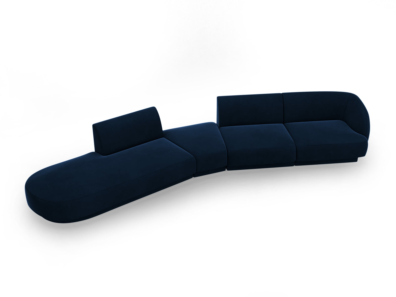 Miley Velour modulares Sofa links 5 Sitzer in Royal Blue präsentiert im Onlineshop von KAQTU Design AG. L-Sofa links ist von Micadoni