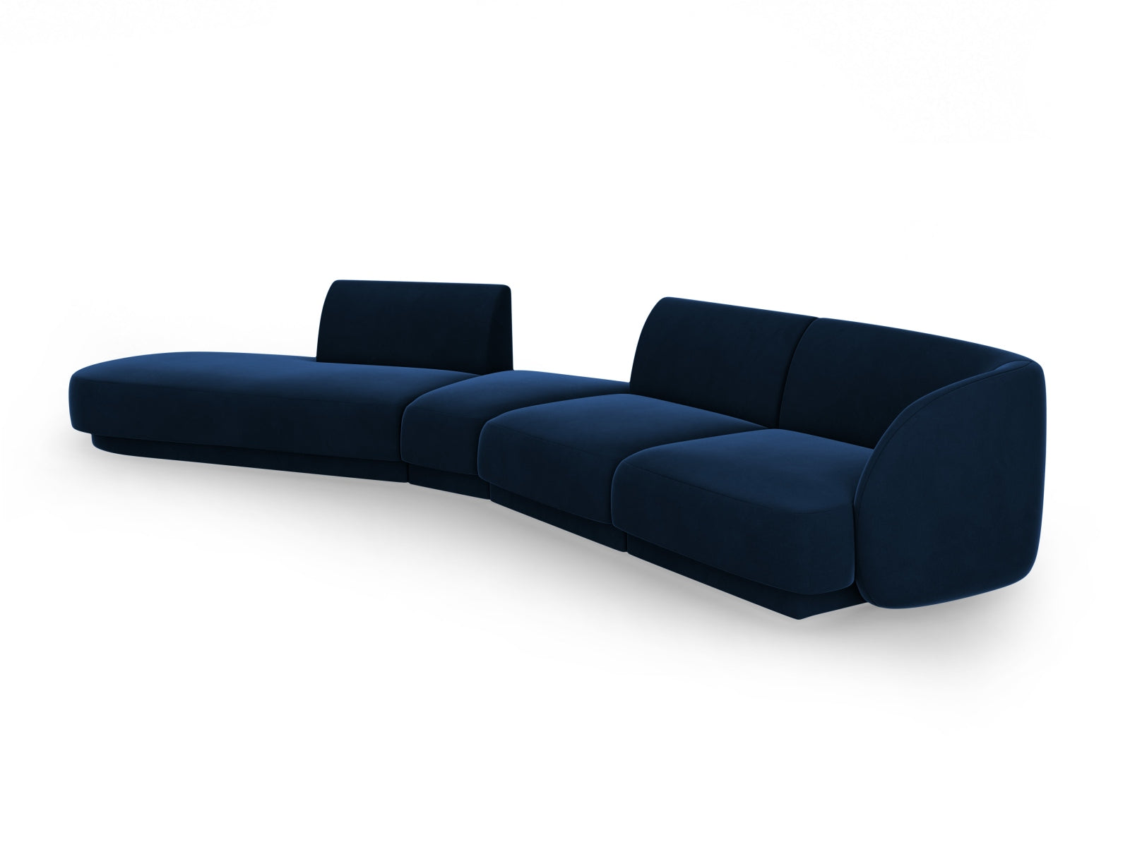Miley Velour modulares Sofa links 5 Sitzer in Royal Blue präsentiert im Onlineshop von KAQTU Design AG. L-Sofa links ist von Micadoni