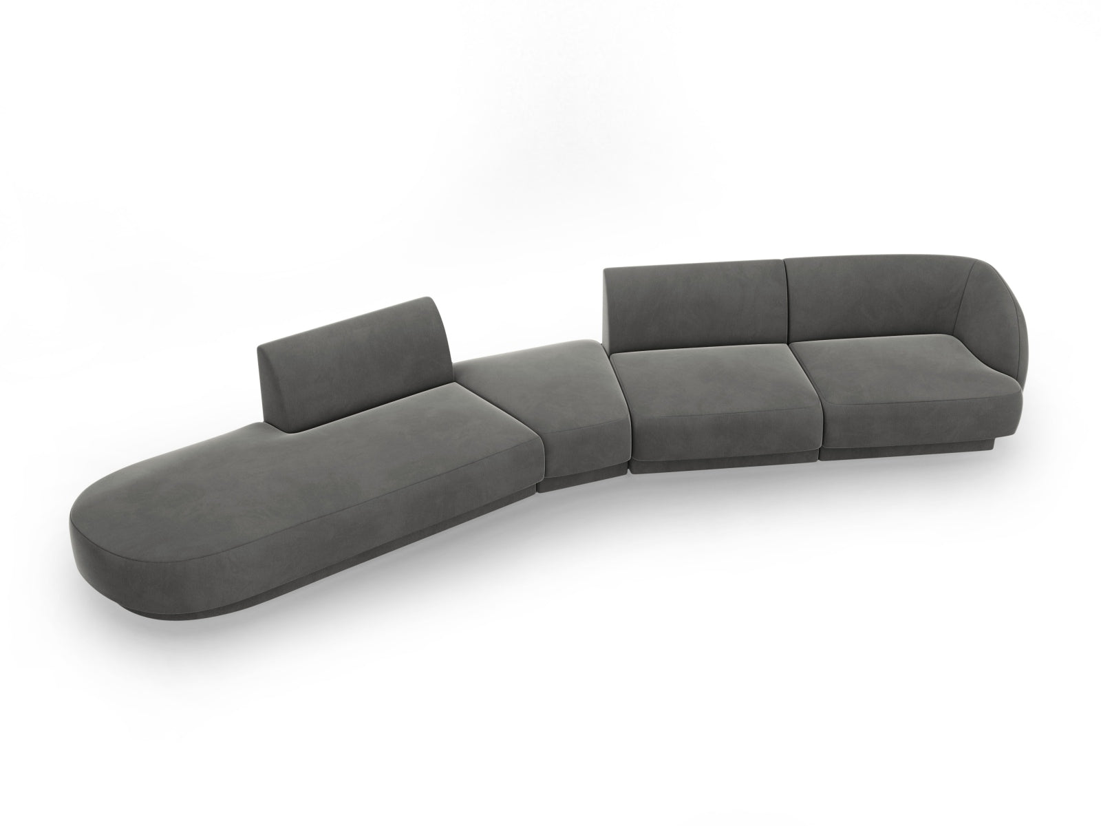 Miley Velour modulares Sofa links 5 Sitzer in Light Grey präsentiert im Onlineshop von KAQTU Design AG. L-Sofa links ist von Micadoni