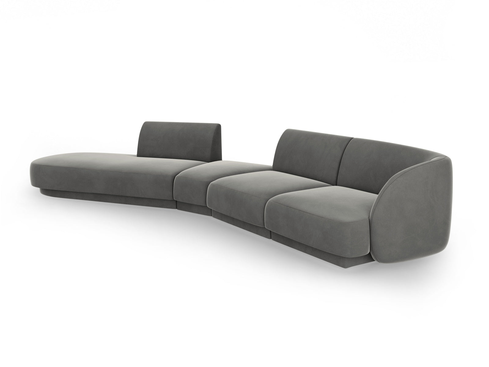 Miley Velour modulares Sofa links 5 Sitzer in Light Grey präsentiert im Onlineshop von KAQTU Design AG. L-Sofa links ist von Micadoni