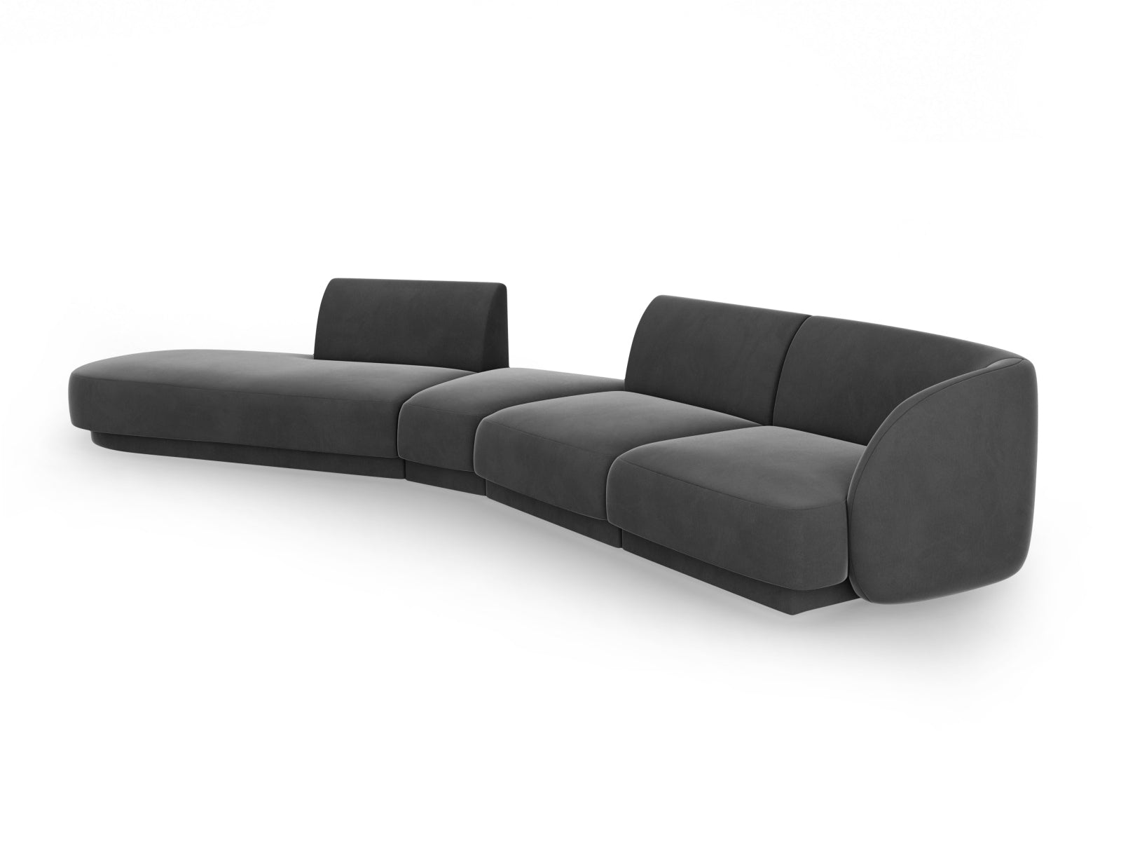 Miley Velour modulares Sofa links 5 Sitzer in Grey präsentiert im Onlineshop von KAQTU Design AG. L-Sofa links ist von Micadoni