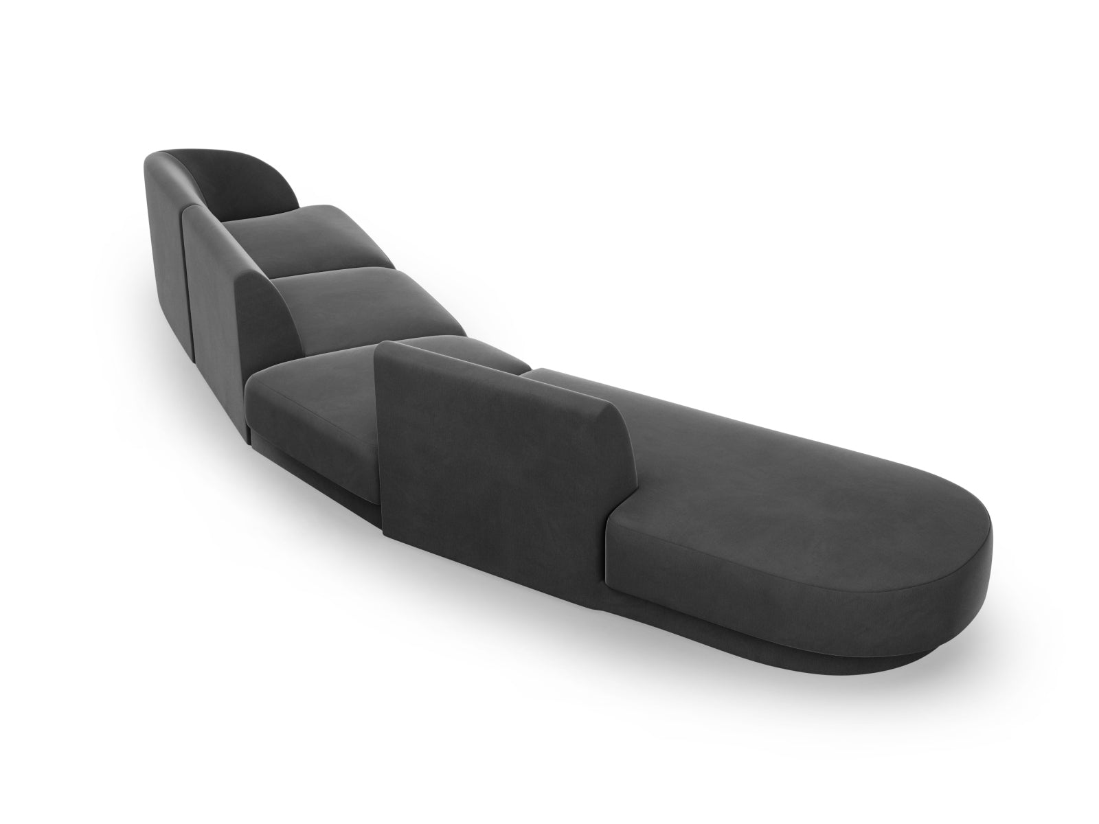 Miley Velour modulares Sofa links 5 Sitzer in Grey präsentiert im Onlineshop von KAQTU Design AG. L-Sofa links ist von Micadoni
