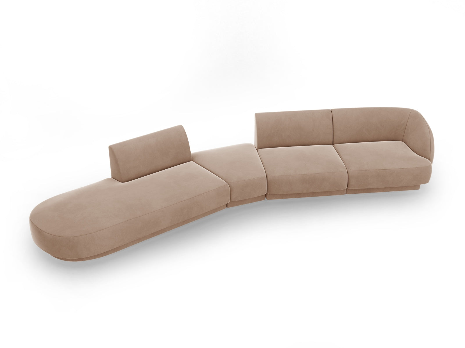 Miley Velour modulares Sofa links 5 Sitzer in Cappuccino präsentiert im Onlineshop von KAQTU Design AG. L-Sofa links ist von Micadoni