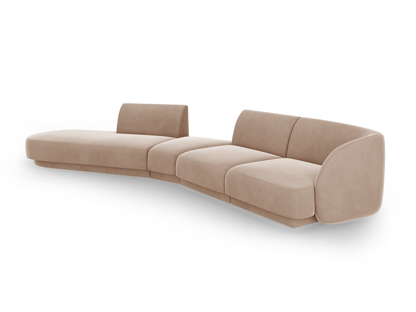 Miley Velour modulares Sofa links 5 Sitzer in Cappuccino präsentiert im Onlineshop von KAQTU Design AG. L-Sofa links ist von Micadoni