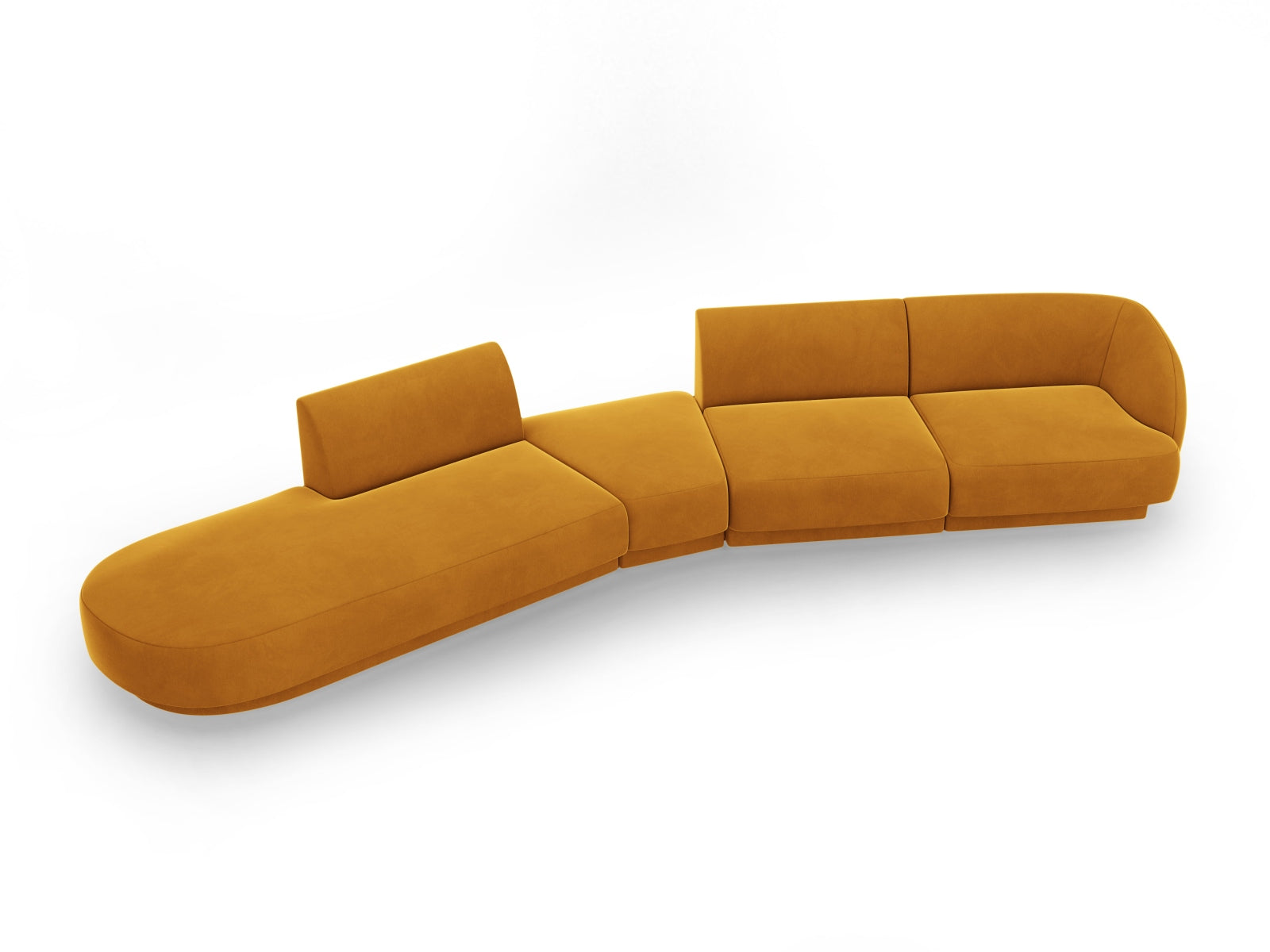 Miley Velour modulares Sofa links 5 Sitzer in Yellow präsentiert im Onlineshop von KAQTU Design AG. L-Sofa links ist von Micadoni