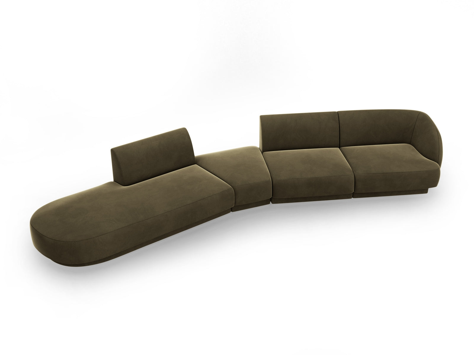 Miley Velour modulares Sofa links 5 Sitzer in Green präsentiert im Onlineshop von KAQTU Design AG. L-Sofa links ist von Micadoni