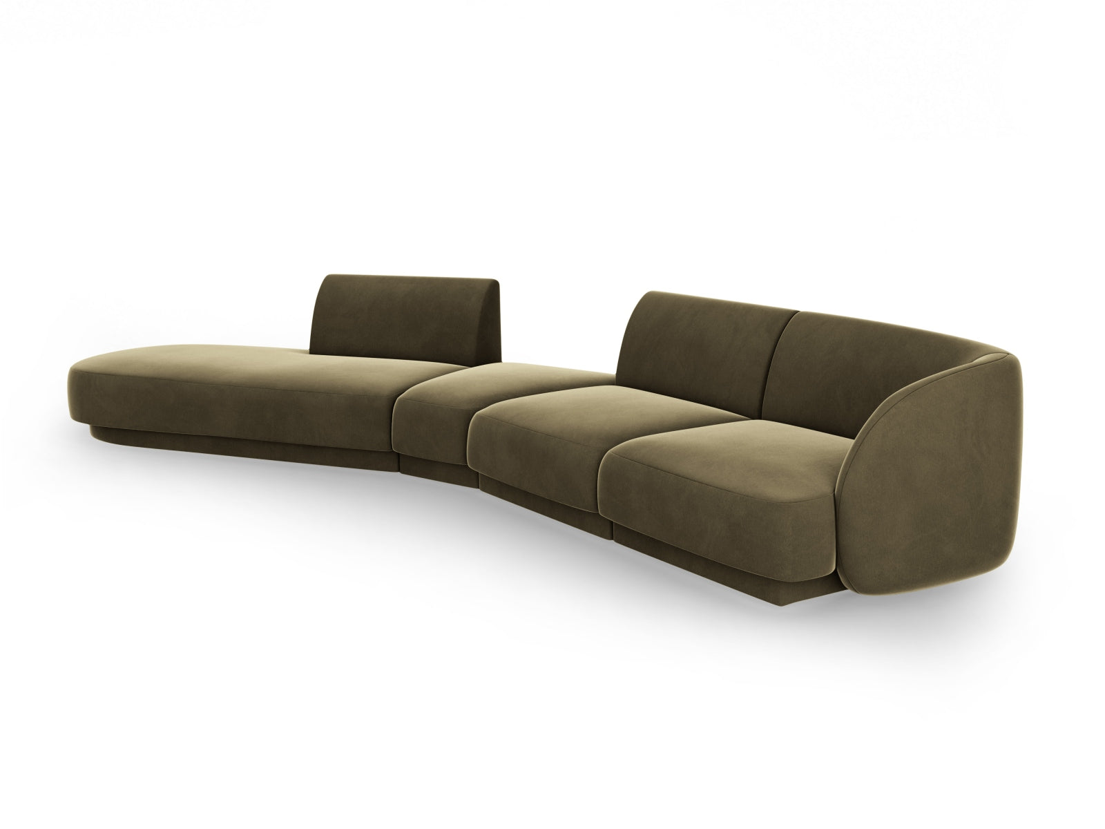 Miley Velour modulares Sofa links 5 Sitzer in Green präsentiert im Onlineshop von KAQTU Design AG. L-Sofa links ist von Micadoni