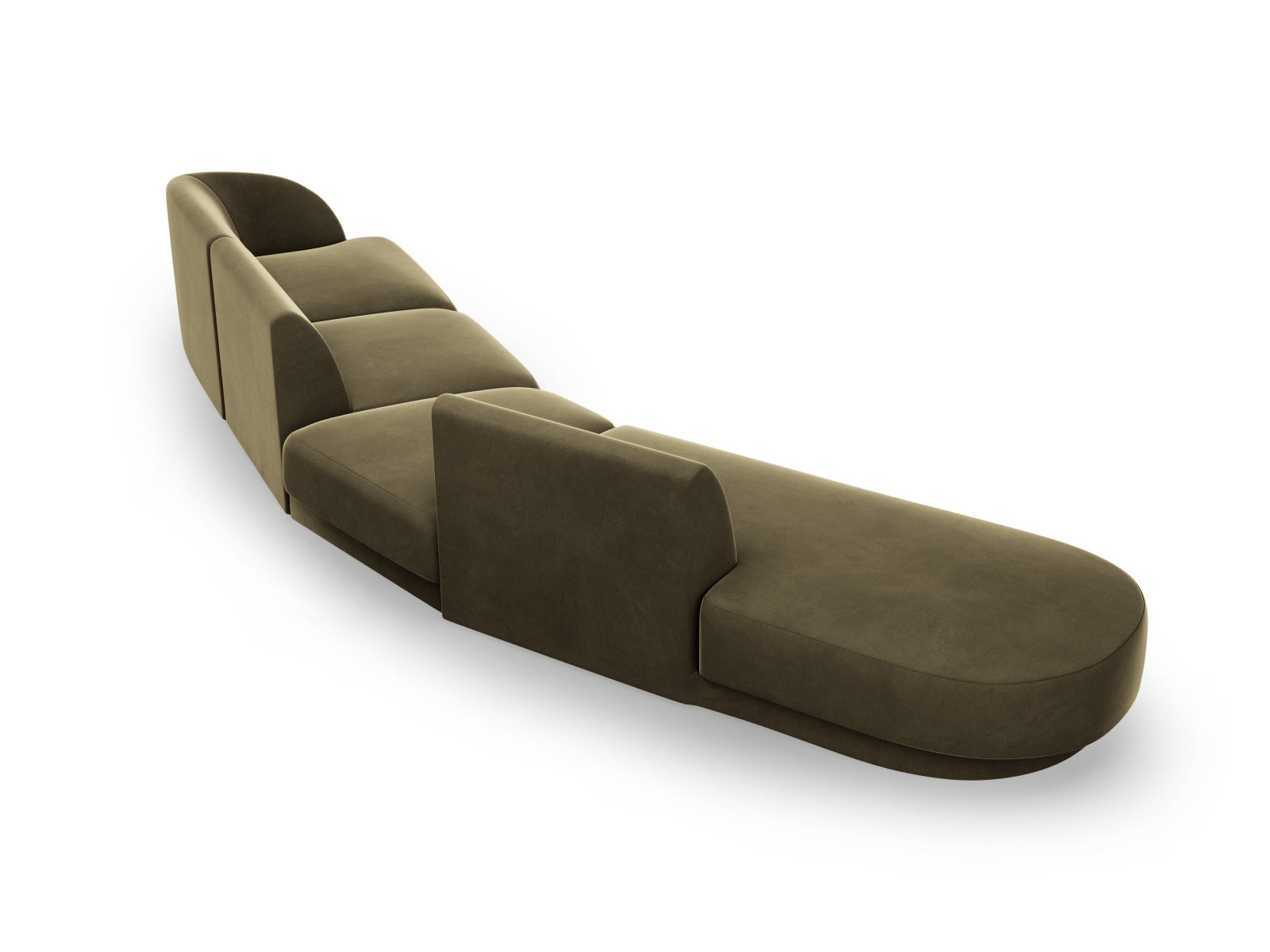 Miley Velour modulares Sofa links 5 Sitzer in Green präsentiert im Onlineshop von KAQTU Design AG. L-Sofa links ist von Micadoni