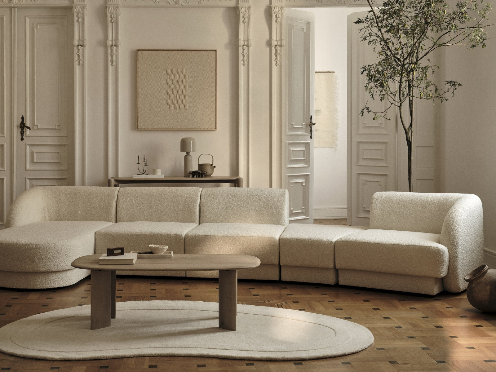 Miley Modulares Sofa rechts 5 Sitzer in Light Grey präsentiert im Onlineshop von KAQTU Design AG. L-Sofa rechts ist von Micadoni