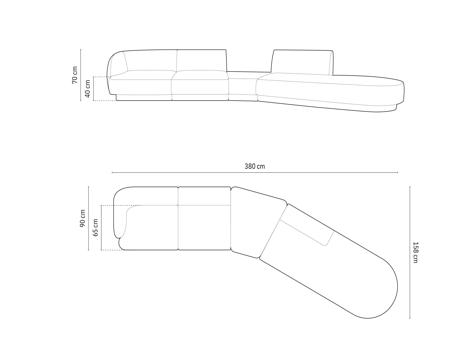 Miley Modulares Sofa rechts 5 Sitzer in Petrol präsentiert im Onlineshop von KAQTU Design AG. L-Sofa rechts ist von Micadoni