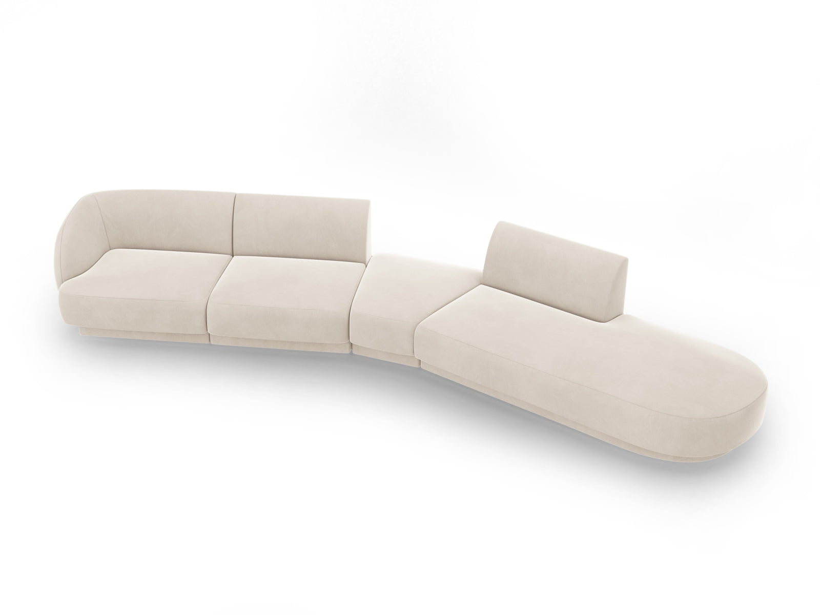 Miley Velour modulares Sofa rechts 5 Sitzer in Light Beige präsentiert im Onlineshop von KAQTU Design AG. L-Sofa rechts ist von Micadoni