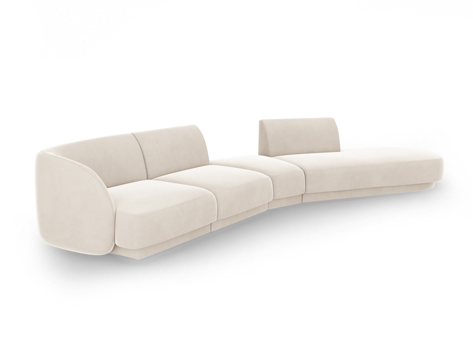 Miley Velour modulares Sofa rechts 5 Sitzer in Light Beige präsentiert im Onlineshop von KAQTU Design AG. L-Sofa rechts ist von Micadoni