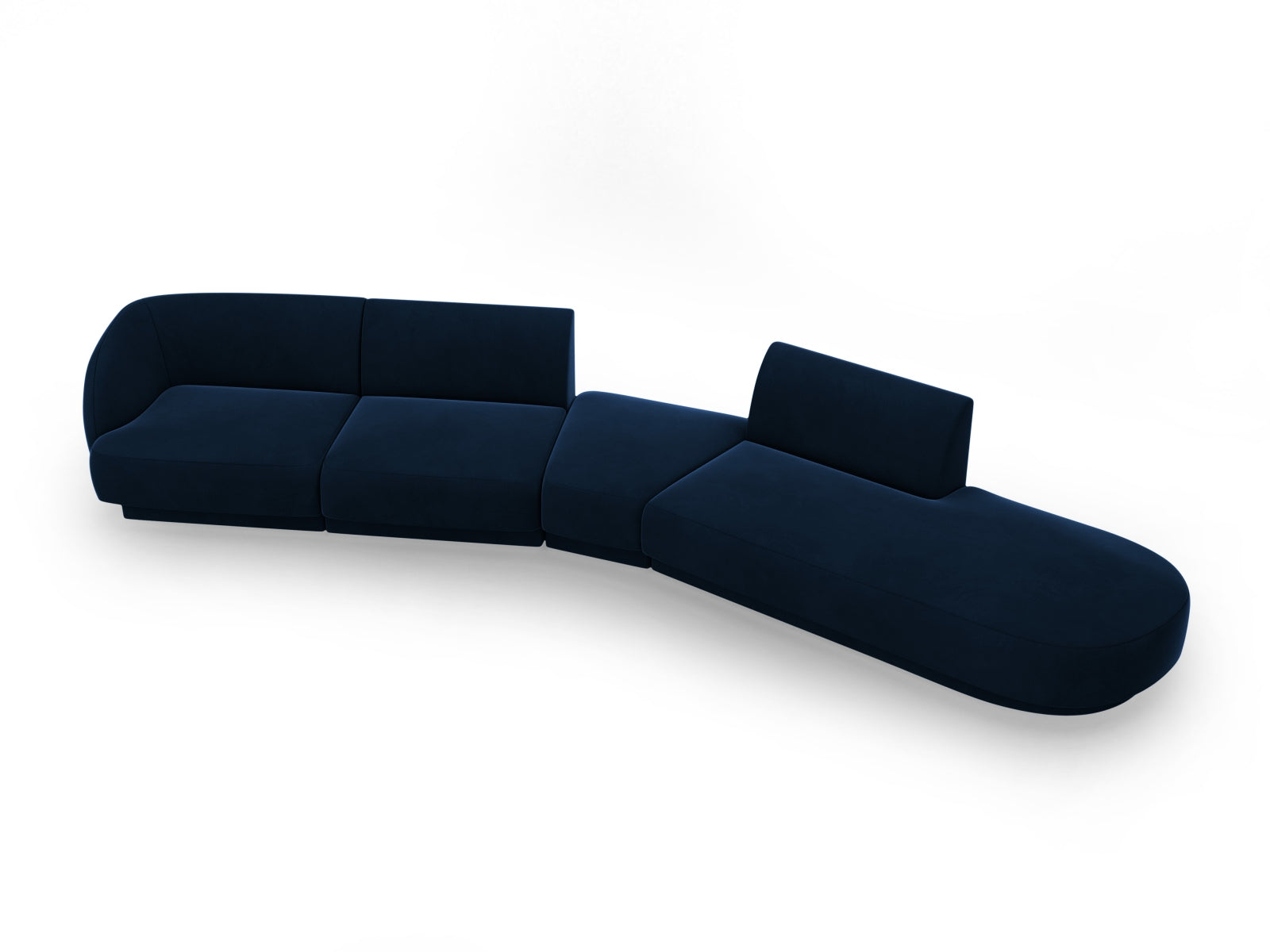 Miley Velour modulares Sofa rechts 5 Sitzer in Royal Blue präsentiert im Onlineshop von KAQTU Design AG. L-Sofa rechts ist von Micadoni