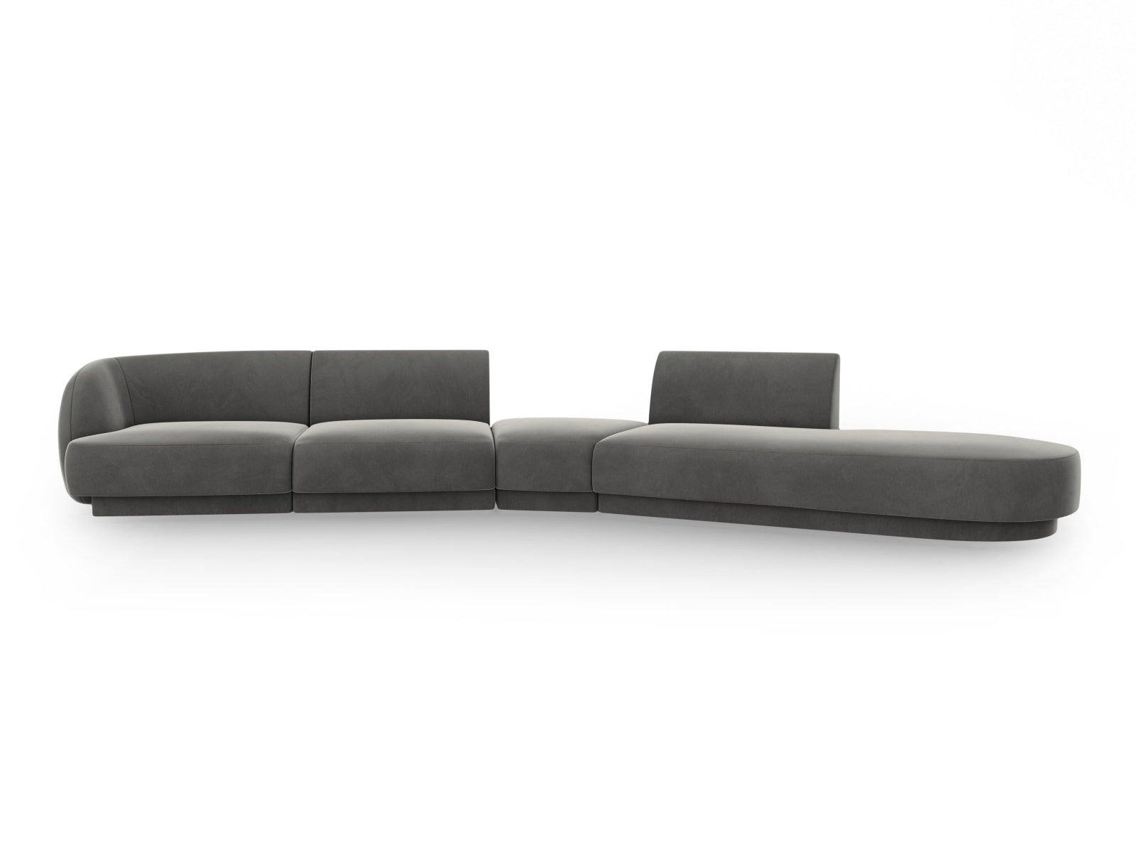 Miley Velour modulares Sofa rechts 5 Sitzer in Light Grey präsentiert im Onlineshop von KAQTU Design AG. L-Sofa rechts ist von Micadoni