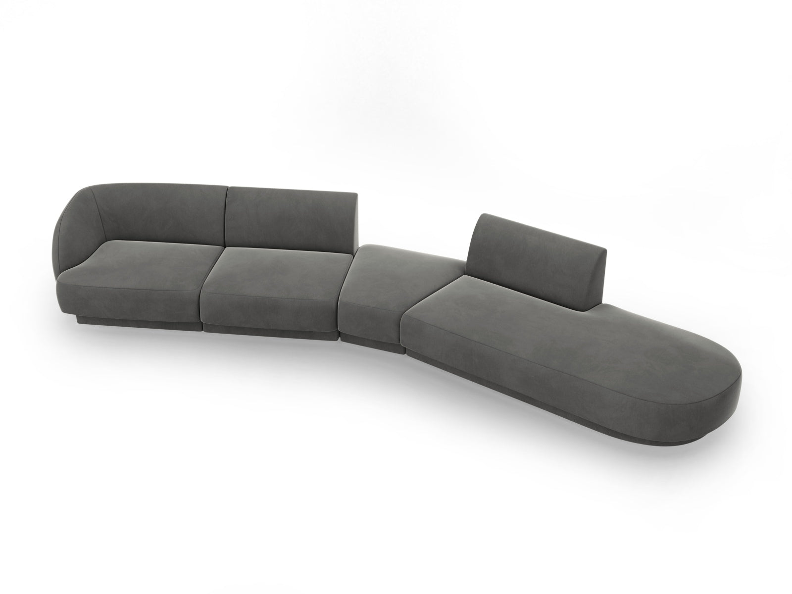 Miley Velour modulares Sofa rechts 5 Sitzer in Light Grey präsentiert im Onlineshop von KAQTU Design AG. L-Sofa rechts ist von Micadoni