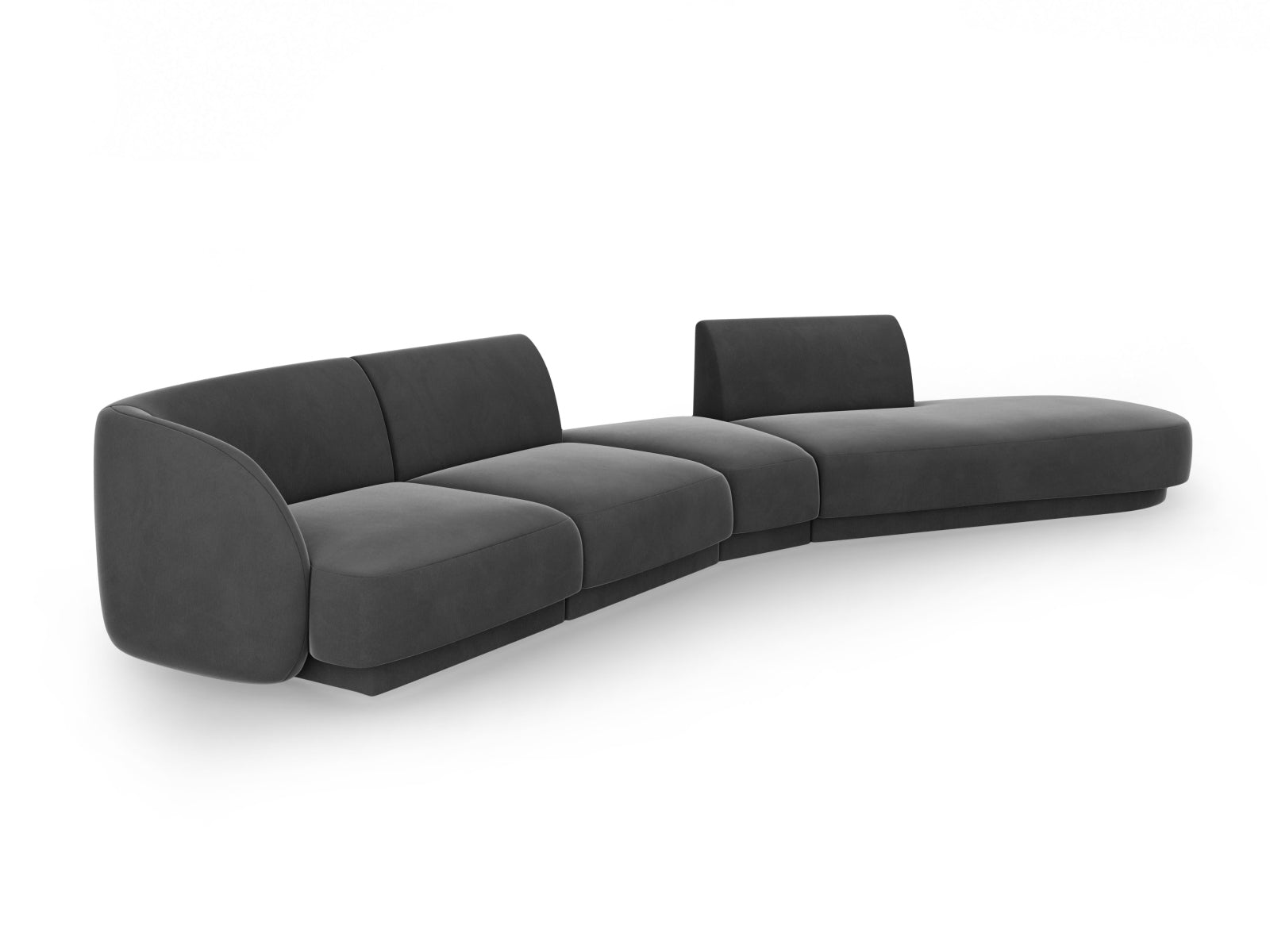 Miley Velour modulares Sofa rechts 5 Sitzer in Grey präsentiert im Onlineshop von KAQTU Design AG. L-Sofa rechts ist von Micadoni