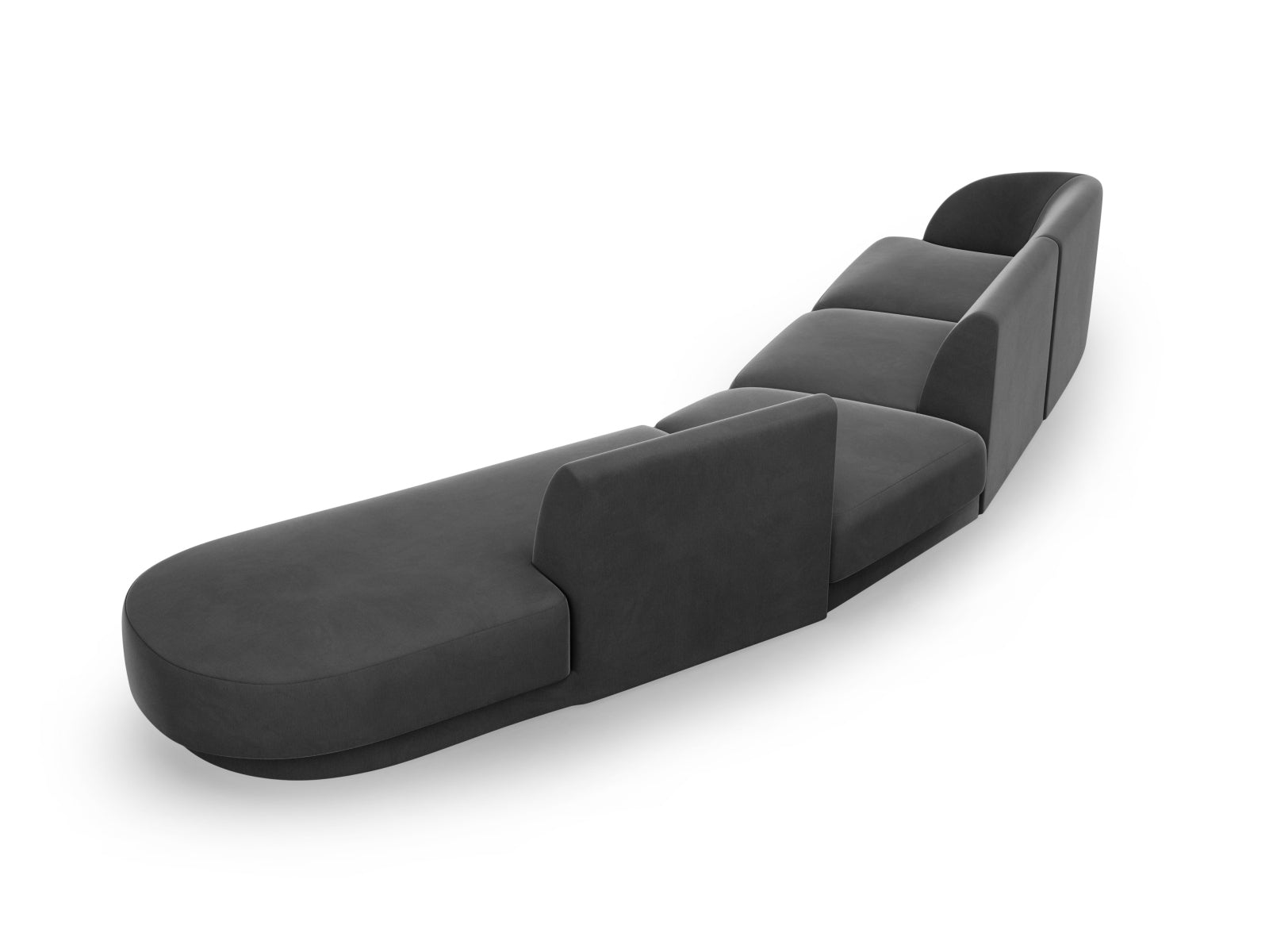 Miley Velour modulares Sofa rechts 5 Sitzer in Grey präsentiert im Onlineshop von KAQTU Design AG. L-Sofa rechts ist von Micadoni