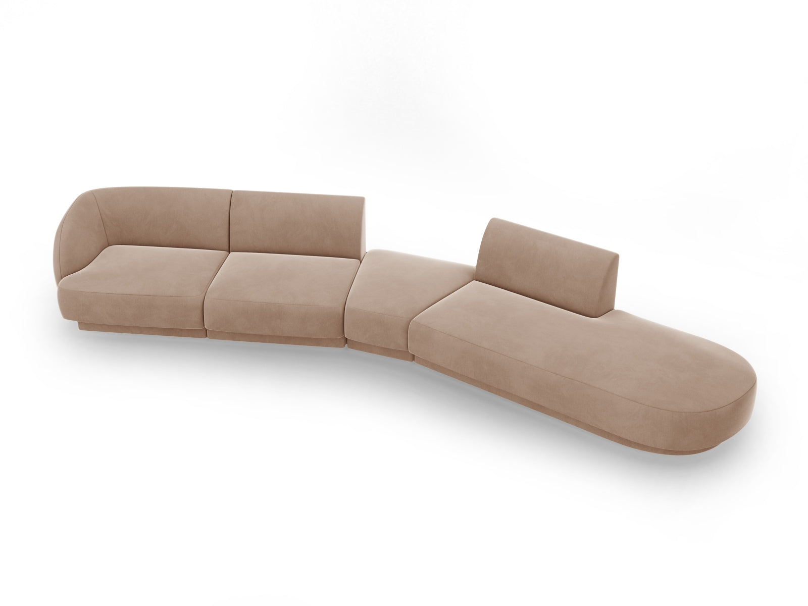 Miley Velour modulares Sofa rechts 5 Sitzer in Cappuccino präsentiert im Onlineshop von KAQTU Design AG. L-Sofa rechts ist von Micadoni