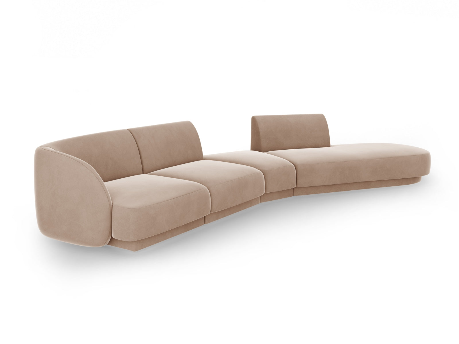 Miley Velour modulares Sofa rechts 5 Sitzer in Cappuccino präsentiert im Onlineshop von KAQTU Design AG. L-Sofa rechts ist von Micadoni