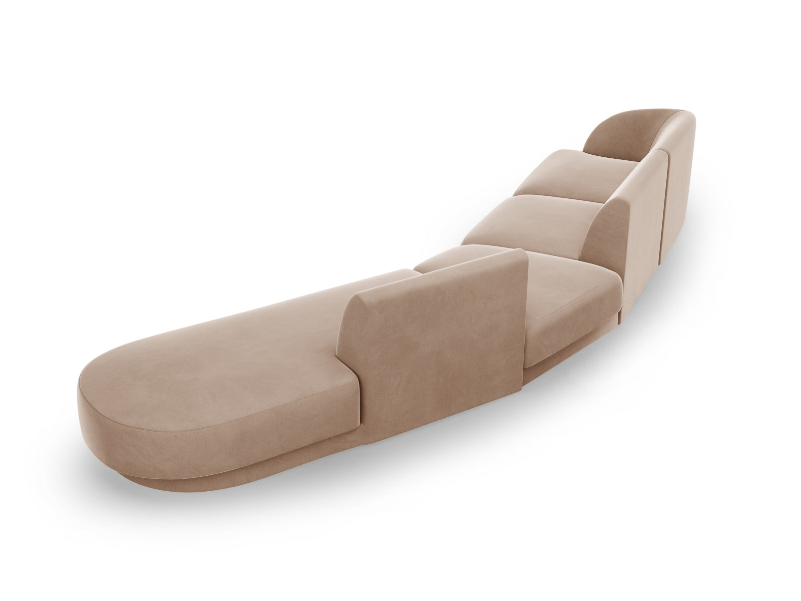 Miley Velour modulares Sofa rechts 5 Sitzer in Cappuccino präsentiert im Onlineshop von KAQTU Design AG. L-Sofa rechts ist von Micadoni