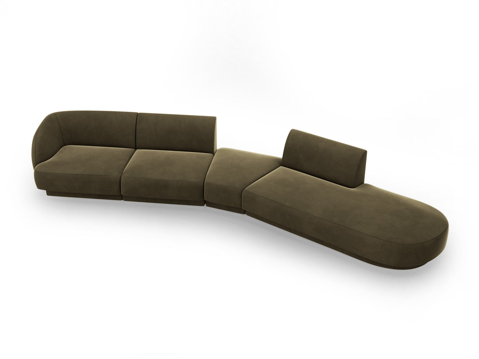 Miley Velour modulares Sofa rechts 5 Sitzer in Green präsentiert im Onlineshop von KAQTU Design AG. L-Sofa rechts ist von Micadoni