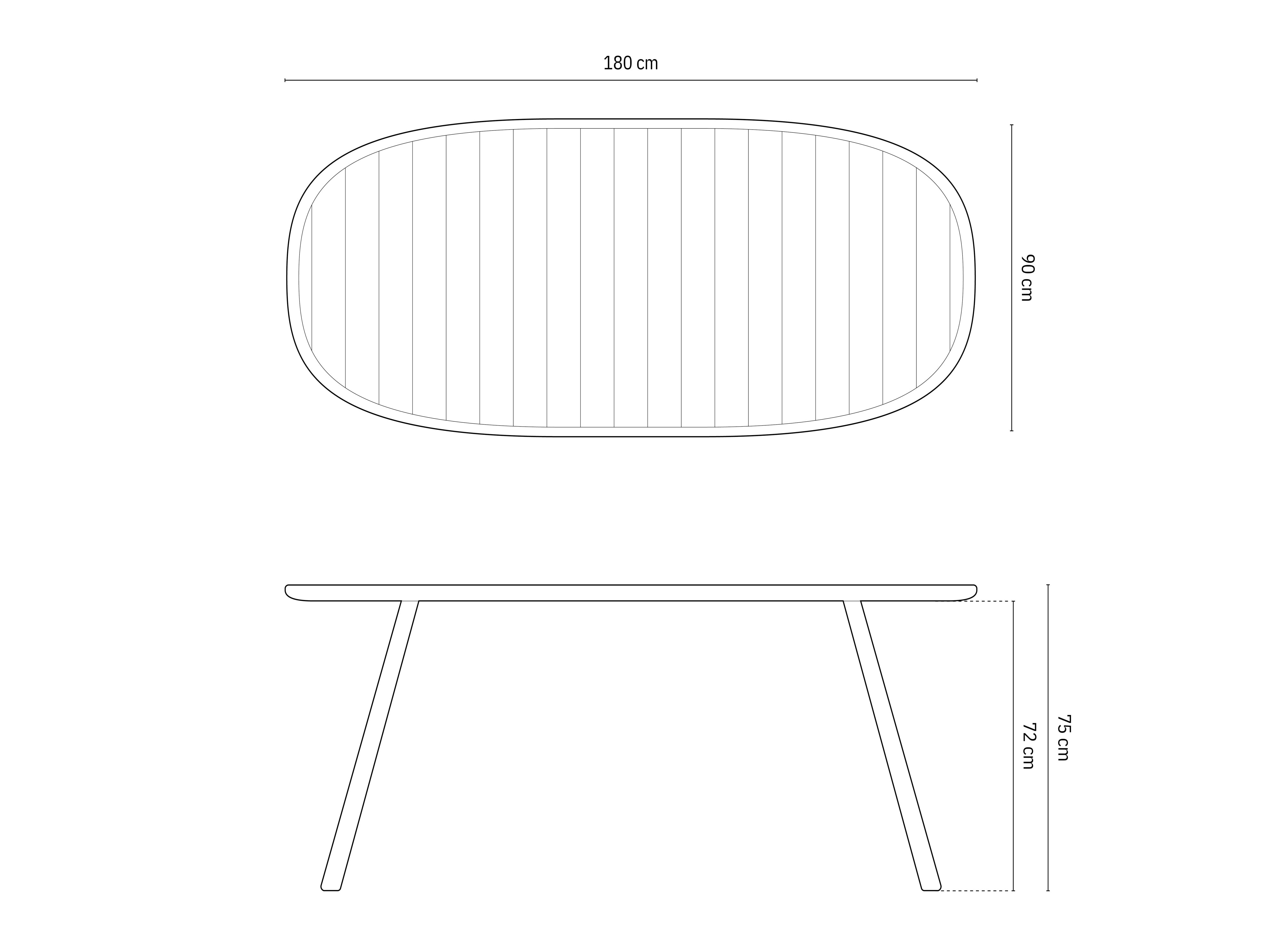 Stylischer Gartentisch Niublau von Micadoni, 180x90 cm, bietet Platz für 6 Personen und ist ideal für gesellige Abende im Freien.