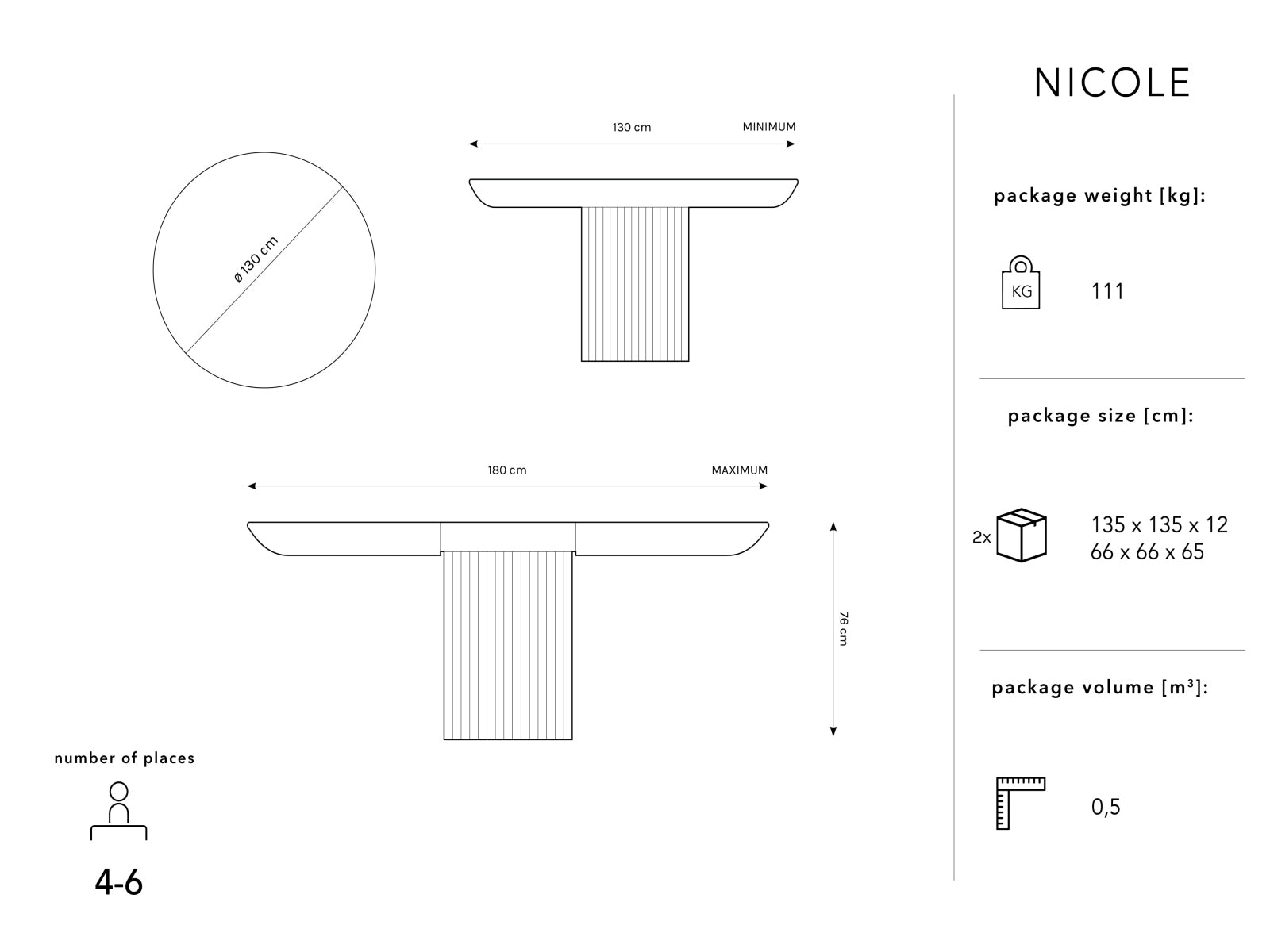 Moderner, flexibler Esstisch "Nicole" aus Eichenholz, ideal für 6 Personen, bietet Platz für gesellige Zusammenkünfte und stilvolle Einrichtung.