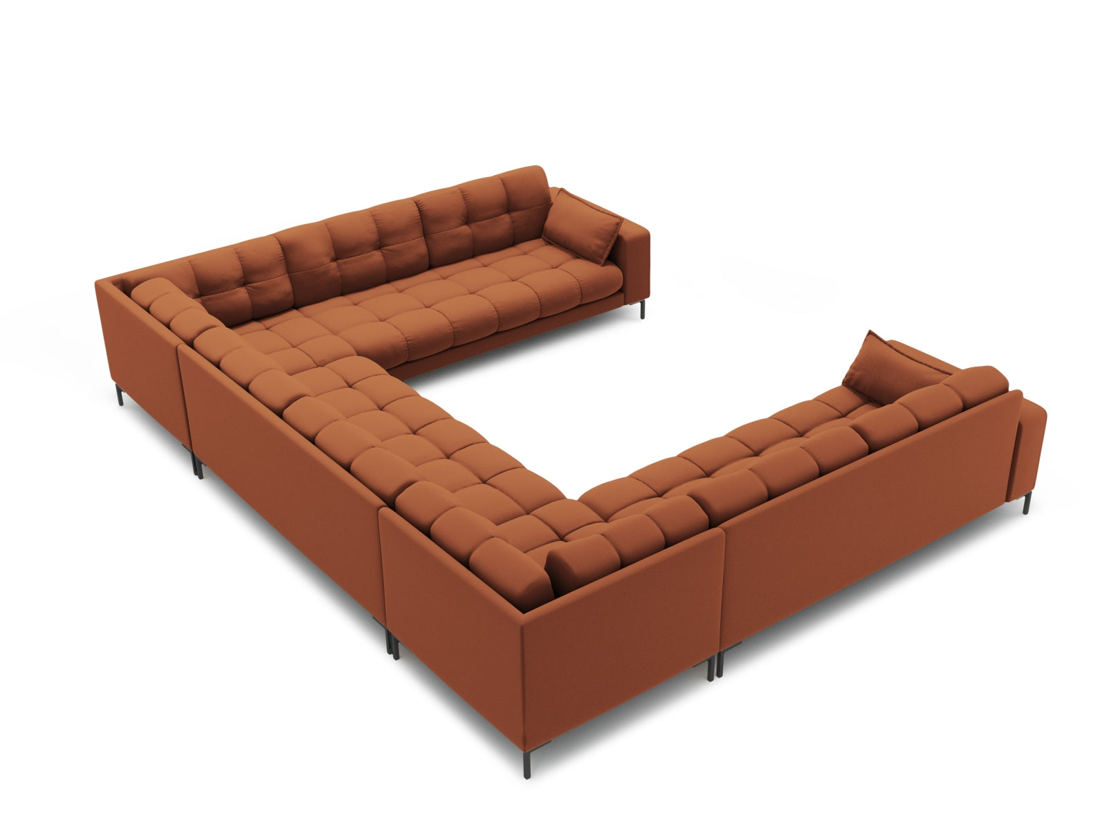 Geräumiges Mamaia Panoramic Sofa für 9 Personen in ansprechendem Brick und Schwarz, perfekt für stilvolle Wohnzimmergestaltung.