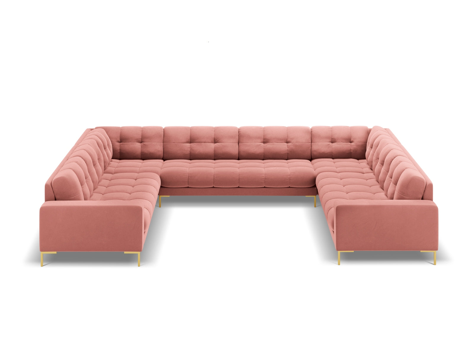 Mamaia Velour Panoramic Sofa 9 Sitzer in Pink/Gold präsentiert im Onlineshop von KAQTU Design AG. 3er Sofa ist von Micadoni