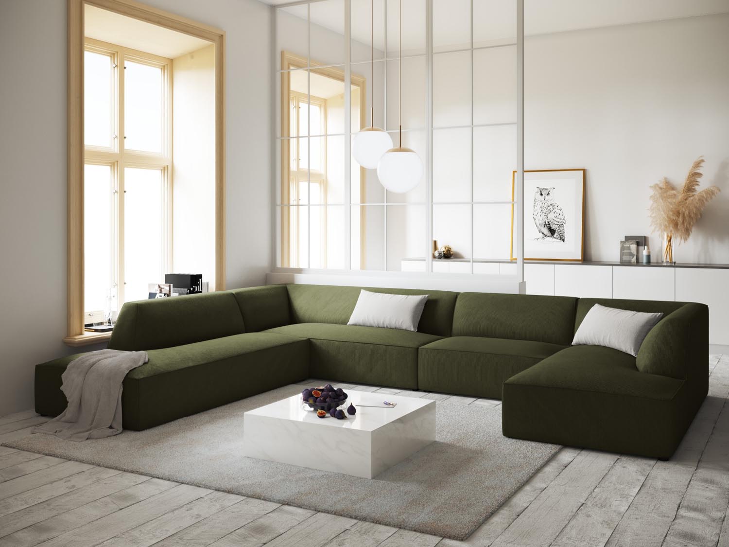 Stylisches Ruby Panoramic Ecksofa links in modernem Design, ideal für gemütliche Wohnzimmer, präsentiert von Micadoni.