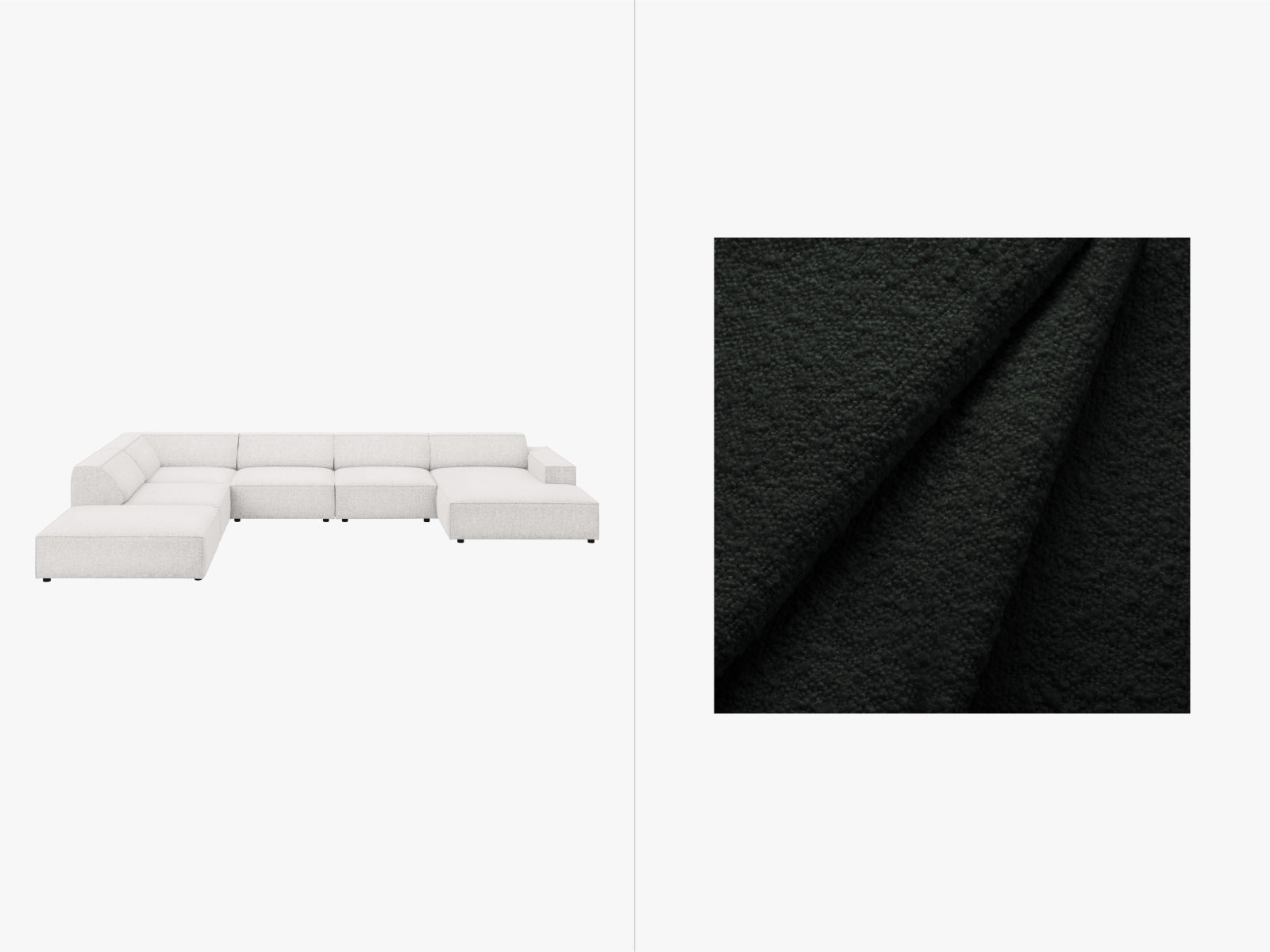 Jodie Boucle modulares Panoramic Ecksofa links 7 Sitzer in Black präsentiert im Onlineshop von KAQTU Design AG. Ecksofa links ist von Micadoni