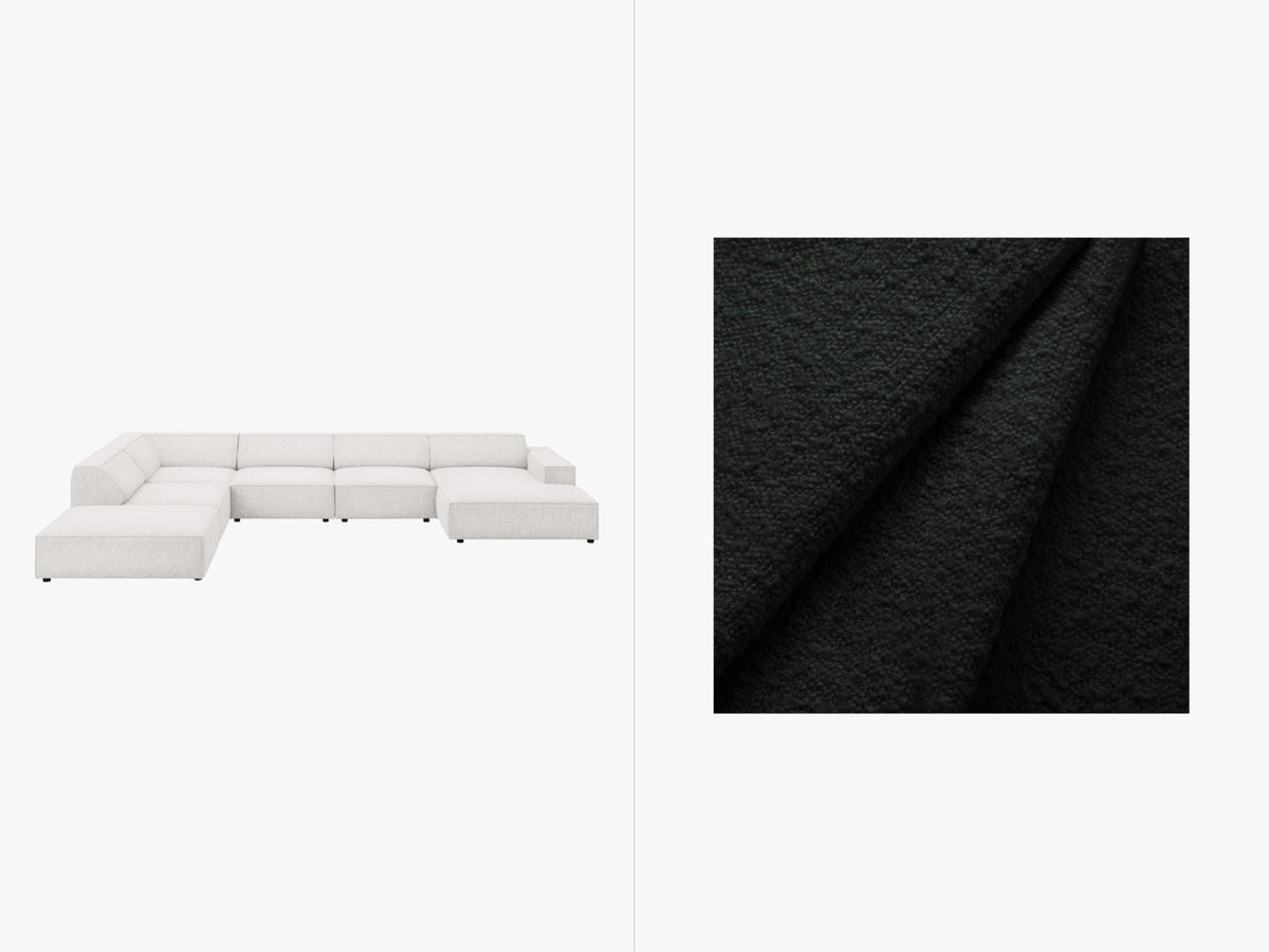 Jodie Boucle modulares Panoramic Ecksofa links 7 Sitzer in Black-Baloo präsentiert im Onlineshop von KAQTU Design AG. Ecksofa links ist von Micadoni